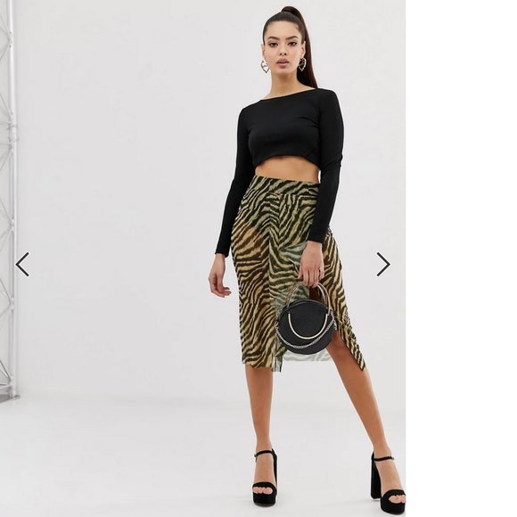 ASOS DESIGN animal print sheer midi skirt with pant - Picture 1 of 6